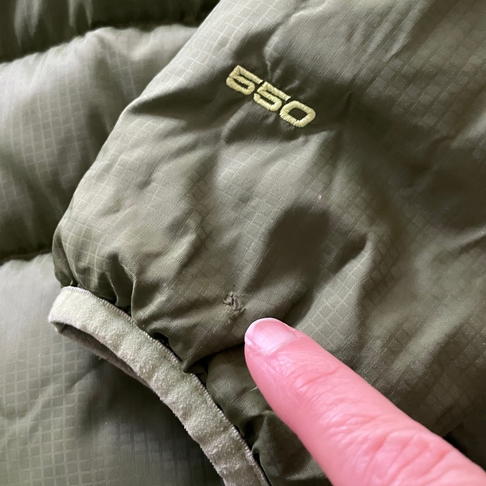 The North Face 550 Down Puffer Reversible Hooded Boy's 7/8 Jacket Black Green - Picture 4 of 10